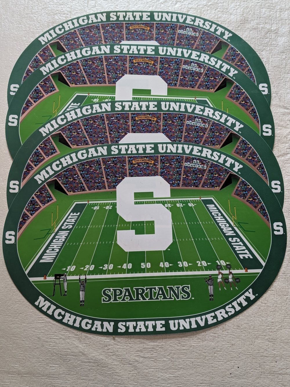 Michigan State University Spartans Football Plastic Placemats Set Of 4